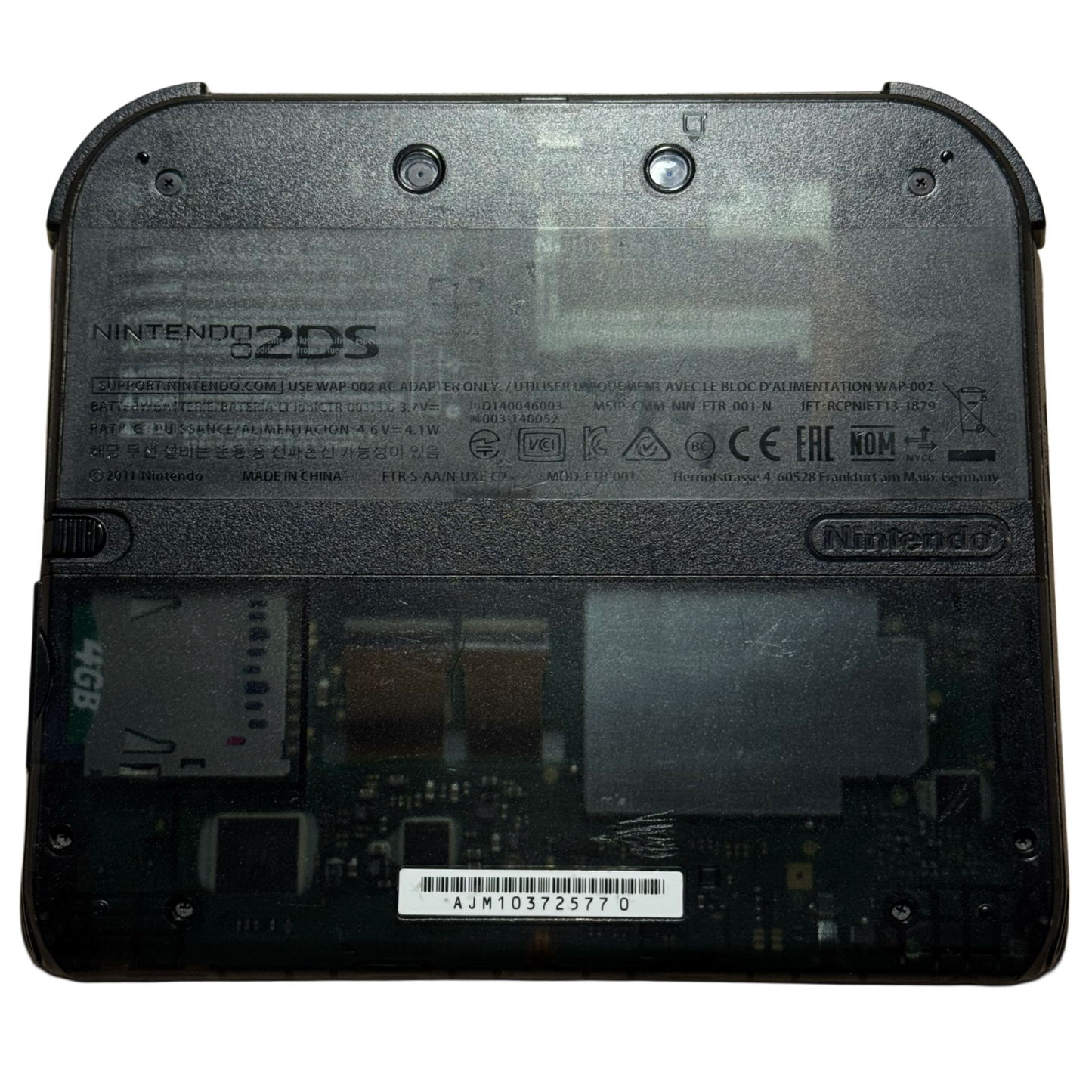 Gjennomsiktig svart Moddet Nintendo 2DS