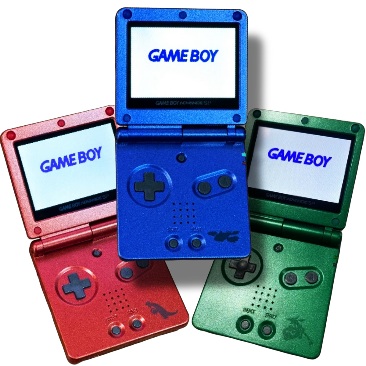 moddet limited editions ips v3 gameboy advance sp saphirre ruby og emerald