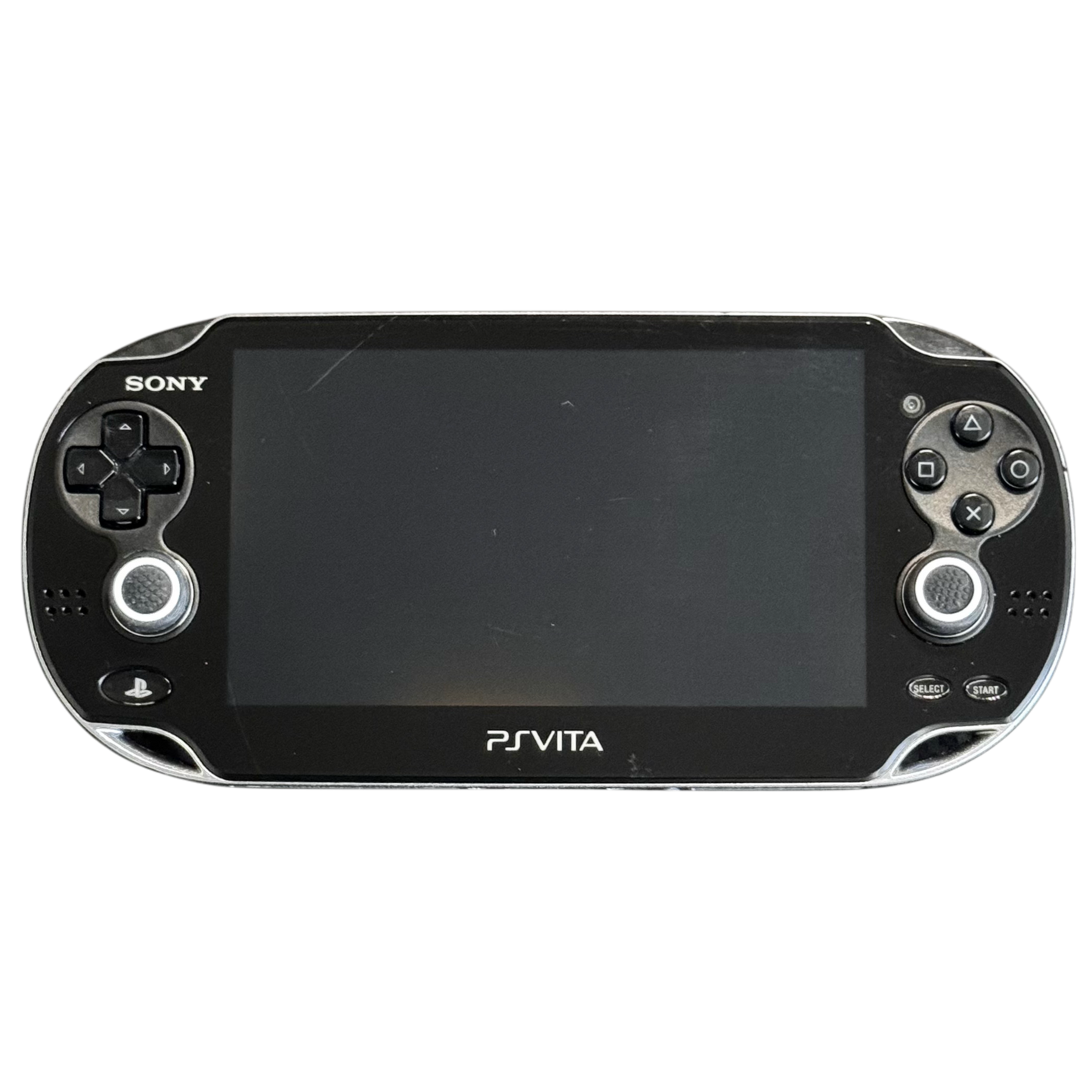 Svart Sony PlayStation Vita 1000 med OLED-skjerm og ny ladekabel