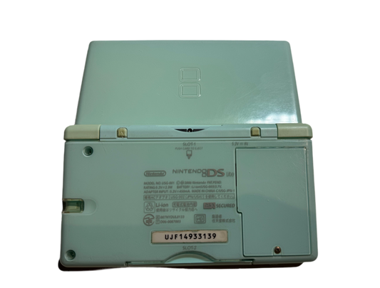 light blue Nintendo DS Lite with new charging cable
