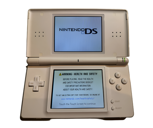 White Nintendo DS Lite with new charging cable