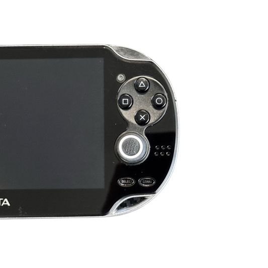 Svart Sony PlayStation Vita 1000 med OLED-skjerm og ny ladekabel