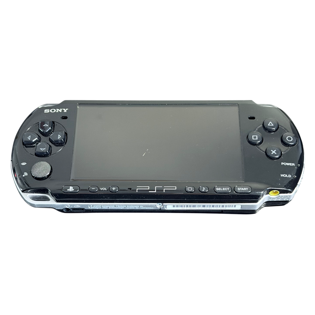 Svart psp 3000 med skjerm av
