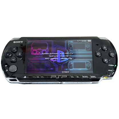 Playstation portable med skjermen på i svart