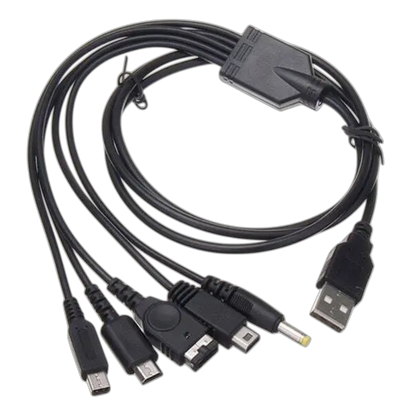 5 in 1 USB Ladekabel til DS Lite, Wii U, 3DS, 2DS, DSi, GBA SP & PSP 1000/2000/3000